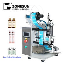ZONESUN-Vial de escritorio semiautomático, pequeño reactivo de plástico, botella redonda, bolígrafo, máquina de etiquetado de doble cara, aplicador de etiquetas 2024 - compra barato
