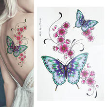 Large Butterfly Flower Temporary Tattoo Lady Body Art Sticker Waterproof For Chest Arms Back Sternum Legs Tattoo Decorate 2024 - buy cheap