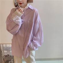 Camisa feminina listrada e solta de estilo harajuku, camisa vintage para mulheres, estilo japonês 2024 - compre barato