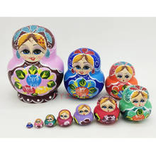 10 Layers Nesting Dolls Wood Big Belly Flower Blooms Fortune Painted Russian Doll Matryoshka Toy Home Decor Kid Gift 2024 - buy cheap