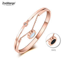 ZooMango Titanium Stainless Steel Shell & Acrylic Bangle Bracelets For Women Roman Numerals Cuff Bangle Bracelet Jewelry ZB19068 2024 - buy cheap