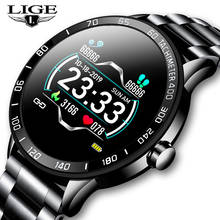 LIGE New Smart Watch Men Pedometer Heart Rate Blood Pressure Monitor Waterproof Steel Belt Smartwatch Sport Multifunction Mode 2024 - buy cheap