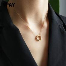 YPAY Pure 925 Sterling Silver Irregular Necklaces Korea Gold Openwork Round Pendant Necklace for Women Fine Jewelry Gift YMN150 2024 - buy cheap