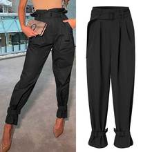 2021 Celmia Women High Waist Trousers Vintage Summer Cargo Pants Belted Elegant Work Pantalon Streetwear Casual Solid Pants 5XL 2024 - buy cheap