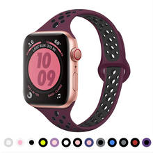 Тонкий ремешок для Apple Watch band 40 мм 44 мм, Воздухопроницаемый спортивный силиконовый браслет для iWatch Band 38 мм 42 мм, Apple watch 5 4 3 21 44 40 2024 - купить недорого