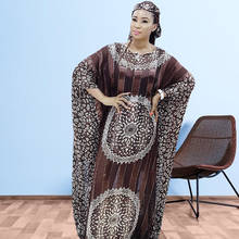 African Dresses for Women Bazin Riche Printing Femme Robe New Arrivals Summer Striped Loose Fashion 2024 - buy cheap