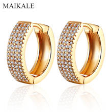 MAIKALE Luxury Multilayer Cubic Zirconia Hoop Earrings Gold Silver Color Round Circle CZ Earrings for Women Fine Jewelry Gifts 2024 - buy cheap