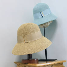 Chapéu de palha de aba larga feminino, chapéu de sol tipo fedora com aba larga dobrável para praia upf50 + 2024 - compre barato