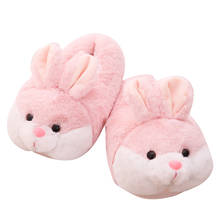 Cute Pink Rabbit Bunny Doll Home Interior Cotton Shoes Plush Floor Slippers Bag With Non-slip Ladies Winter Warm Fur Nest Shoes 2024 - buy cheap