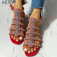 2020 sandalias de mujer gladiador zapatos con tiras de tobillo para mujer al aire libre Roma cristal Bling femenino playa señoras moda 2024 - compra barato