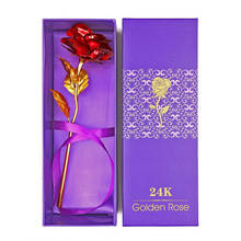 Позолоченные розы с коробкой 24 К, подарок на День святого Валентина для подруги, жены, вечерние праздничные товары 2024 - купить недорого