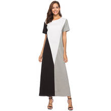 Verano 2020 manga corta suelta Vestido largo de fiesta de noche, moda o-cuello Oficina señora de talla grande Slim Casual rayas vestidos 2024 - compra barato