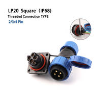 LP20 SP20 square  waterproof connector Screw crimp  No welding Wire cable connector 2 3 4 Pin Male and Female plug & socket 2024 - buy cheap