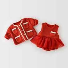 MILANCEL/Новинка 2020 г.; Комплект одежды для малышей; Одежда принцессы для маленьких девочек; Зимний комбинезон для младенцев и красное пальто; Детский костюм из 2 предметов 2024 - купить недорого