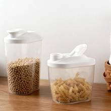 Recipiente de plástico transparente para almacenamiento de alimentos, recipiente de cocina con tapa, para cereales y nueces 2024 - compra barato