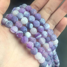 Natural Stone Purple Frost Cracked Dream Fire Dragon Veins Agates Onyx Beads For Jewelry DIY Making Bracelet Charm 15'' 6 8 10mm 2024 - buy cheap