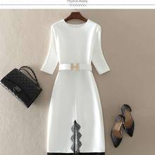 Vestido blanco auténtico de primavera 2021, gama alta, para mujer, ajustado, longitud media, encaje dividido, negro, Vintage, Harajuku 2024 - compra barato