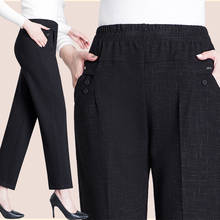 2022 Middle-age Elderly Women Trousers New Spring Fall Casual Pants Elastic High Waist Black Straight Pants Women Long Pants 5XL 2024 - buy cheap