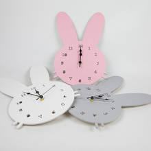 Relógio de parede infantil, decoração para quarto de bebês, meninos e meninas, estilo nórdico, branco, rosa, coelho de parede 2024 - compre barato