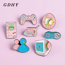 Броши GDHY серии Game, розовые эмалированные булавки для игрового контроллера и ручки машинки, булавки для лацканов, для одежды, рюкзака, ювелирные изделия, для детей, для любителей игр 2024 - купить недорого