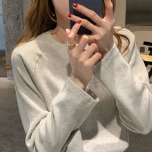 3 colors 2021 autumn korean ins style solid color loose cropped tops basic long sleeve t shirts womens tee shirt femme (X1629 2024 - buy cheap
