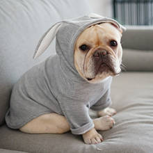 Милый собачья одежда собаки Толстовка с кроликом панель в форме французского бульдога заячьи ушки, пальто для питомцев, осень-зима теплые худи для маленьких собак щенков котов 2024 - купить недорого