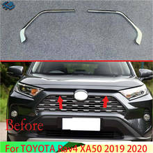 2pcs ABS Chromed Car Front Grill Grille Decorative Cover Trim Strips For Toyota RAV4 XA50 2019 2020 Car Styling Decals 2024 - buy cheap