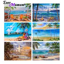 Картина с кокосовым деревом Ever Moment, полностью квадратная смоляная мозаика, подарок для рукоделия ASF2192 2024 - купить недорого