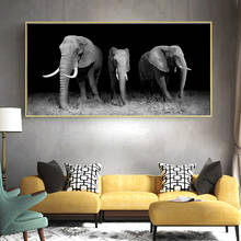 Black Africa Elephants Wild Animals Canvas Painting Scandinavian Posters and Prints Cuadros Wall Art Pictures For Living Room 2024 - buy cheap