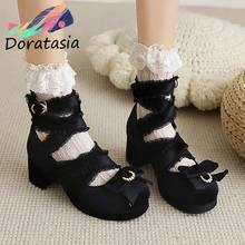 DORATASIA-zapatos de tacón con hebilla sólida para mujer, calzado de tacón con plataforma, con nudo de mariposa, estilo Retro, para Cosplay, talla grande 43 2024 - compra barato