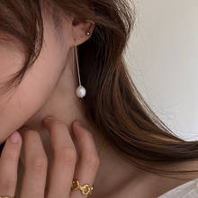 Vintage Baroque Pearl Drop Earrings For Women Gold Color Long Tassel Ear Line Dangle Earrings Korean Fashion Jewelry 2024 - buy cheap