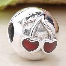 Original Red Enamel Cherry love Clip Lock Stopper Beads Fit 925 Sterling Silver Bead Charm Bracelet Diy Jewelry 2024 - buy cheap