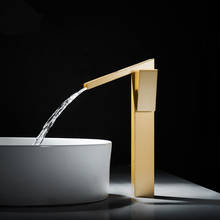 Tuqiu-grifo de latón macizo para lavabo de baño, mezclador de agua fría y caliente, de un solo Mango, de oro cepillado 2024 - compra barato
