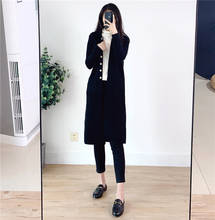Cardigã feminino suéter longo estilo coreano, roupas femininas casaco de malha para outono e inverno vesten kj3603 2024 - compre barato