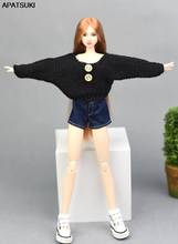 Vintage Black Knitted Handmade Sweater for Barbie Doll Outfits Doll Clothes Tops Pants Shorts Skirts Toys For Children 1/6 2024 - buy cheap