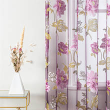 Topfinel Tulle Curtains for Living Room Floral Window Sheer Curtain For Living Room Bedroom Purple Curtains Flower Custom Size 2024 - buy cheap