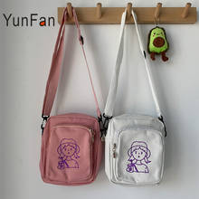 Nova bolsa de lona bolsa mensageiro feminina bolsa pequena japonesa e coreana de celular simples bolsa para telefone celular saco de compras feminina 2024 - compre barato