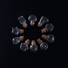 Mini garrafa de vidro de 10 formatos, chaveiro, pingente pequeno, garrafa com cortiça, frasco para artes, presentes para pulseiras 2024 - compre barato