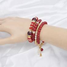 4Pcs/Set Bohemian Beaded Bracelets for Women Handmade Acrylic Stone Elastic Bracelet Wedding Party Jewelry pulseira feminina 2024 - buy cheap
