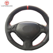 LQTENLEO Black Suede DIY Car Steering Wheel Cover For Infiniti G G25 G35 G37 EX EX35 EX30 EX37 Q Q40 Q60 QX50 2014-2018 2024 - buy cheap