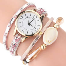Jóias brilhantes diamante feminino pulseira relógio de luxo senhoras couro do plutônio analógico quartzo relógios pulso relógio relogio feminino 2024 - compre barato