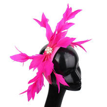 Diadema con plumas de lujo para mujer, tocado de malla para espectáculo de banquetes, accesorios para el cabello 2024 - compra barato