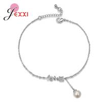 Real 925 Sterling Silver Chain Bangles Hot Sale Pearl Bracelets for Women Cute Cat Alphabet LOVE Cubic Zircon Pulseiras Jewelry 2024 - buy cheap