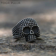 Vintage Gothic Black Stainless Steel Bumps Skull Ring Men Women Gothic Skeleton Biker Jewelry Halloween Gifts Size 7-13 2024 - buy cheap