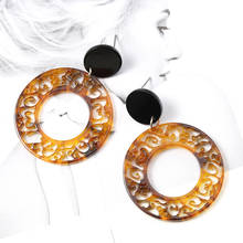 SOHOT European Brand Popular Vintage Hollow Women Acrylic Hoop Earrings Acetic Acid Tortoiseshell Lady Party Jewelry Brincos 2024 - buy cheap