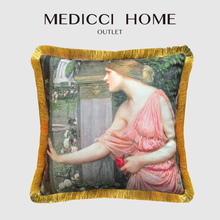 Medicci Home Retro Art Cushion Cover Oil Painting Girls Romantic Decorative Vintage Luxury Velvet Pillow Case With Tassels 2024 - buy cheap