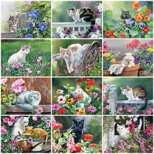 MomoArt New Arrival 5D DIY Diamond Painting Cat Full Square Round Diamond Embroidery Animal Cross Stitch Flower Home Decorations 2024 - buy cheap