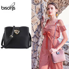 BISONJS Genuine Leather Bags for Women  Bucket Designer Ladies Crossbody Bags women's over-the-shoulder bags B1364 2024 - buy cheap