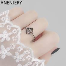 ANENJERY Fashion Jewelry Square Crown Thai Silver Ring 925 Sterling Silver Retro Lock Chain Open Ring For Women Wholesale S-R630 2024 - купить недорого