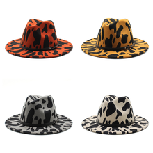 Шляпа женская, шерстяная, в ковбойском стиле, с леопардовым принтом, разноцветная, для осени и зимы, Мужские фетровые шляпы 2024 - купить недорого